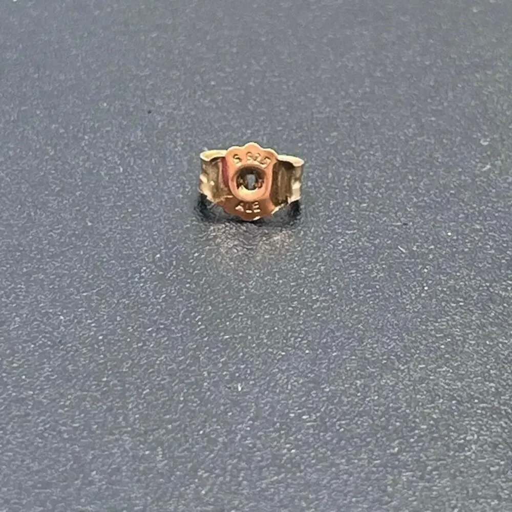 Yellow Gold‎ 14k Designer Signed Round Solitaire Stud Pierced Earring *Single